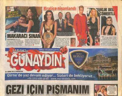 Sabah Gazetesi Günaydın Eki 31 Ekim 2015 - Lerzan Mutlu , Mehmet Ali Erbil Komedyen Değil - Makaracı Sinan Çalışkanoğlu GZ124424 - 1