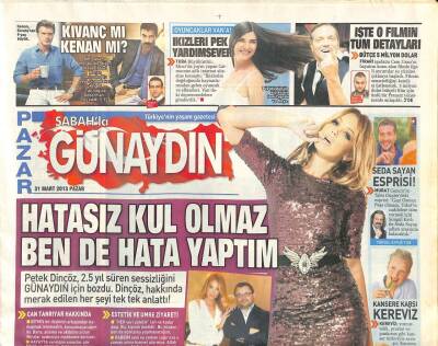 Sabah Gazetesi Günaydın Eki 31 Mart 2013 - Şahan Gökbakar İle Ezgi Mola Finalde Yalnız GZ105964 - 1