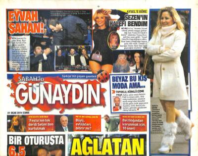Sabah Gazetesi Günaydın Eki 31 Ocak 2014 - İştah Kürsüsü-Bülent Ersoy-Şahan Gökbakar-M.Ali Erbil GZ105420 - 1