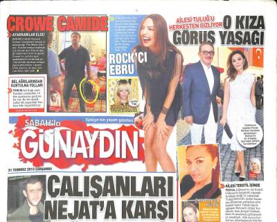 Sabah Gazetesi Günaydın Eki 31 Temmuz 2013 - Sinem Kobal Tatilde, Kıvanç Tatlıtuğ Kumsalda GZ100093 - 2