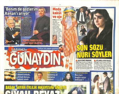 Sabah Gazetesi Günaydın Eki 4 Ekim 2014 - Kenan İmirzalıoğlu,Ankara Havaları Duyunca Kendinden Geçiyor GZ105417 - 1
