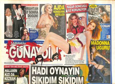 Sabah Gazetesi Günaydın Eki 4 Eylül 2012 - Ajda Pekkan Konserini Erteledi GZ116387 - 1