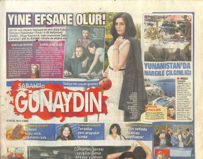 Sabah Gazetesi Günaydın Eki 4 Eylül 2015 - Gülşen , Önceki Akşam Harbiye Açıkhavada Konser Verdi - Yunanistanda Nargile Çılgınlığı GZ117158 - 1