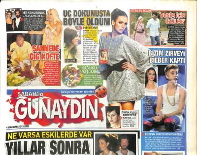 Sabah Gazetesi Günaydın Eki 4 Haziran 2013 - Yıllar Sonra Yine O Kızla, Bizim Zirveyi Bıeber Kaptı GZ107661 - 1
