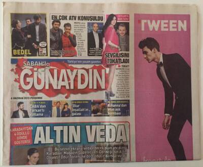 Sabah Gazetesi Günaydın Eki 4 Haziran 2015 - Karadayıdan 4 Ödüllü Gövde Gösterisi ( Kenan İmirzalıoğlu ,Bergüzar Korel) GZ28113 - 1
