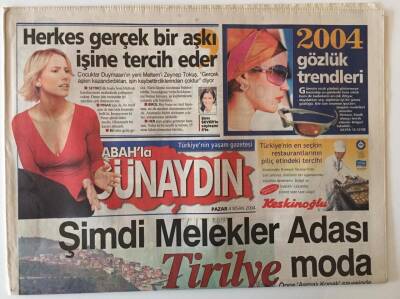 Sabah Gazetesi Günaydın Eki 4 Nisan 2004 - Şimdi Melekler Adası Tirilye Moda , 2004 Gözlük Trendleri GZ20772 - 1