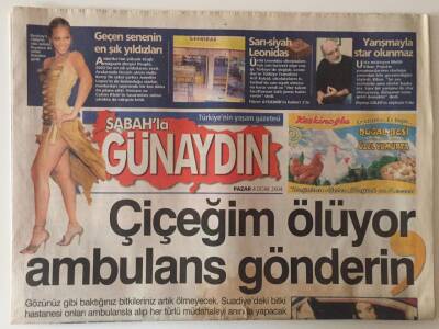 Sabah Gazetesi Günaydın Eki 4 Ocak 2004 - Çiçeğim Ölüyor Ambulans Gönderin GZ31281 - 1