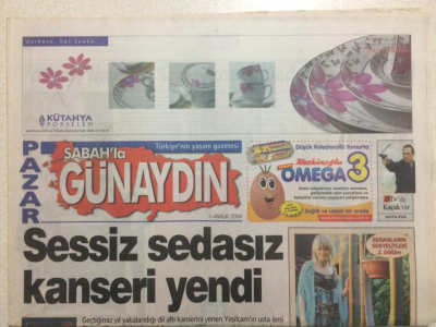 Sabah Gazetesi Günaydın Eki 5 Aralık 2004 - Erem Bora Sessiz Sedasız Kanseri Yendi GZ23625 - 1