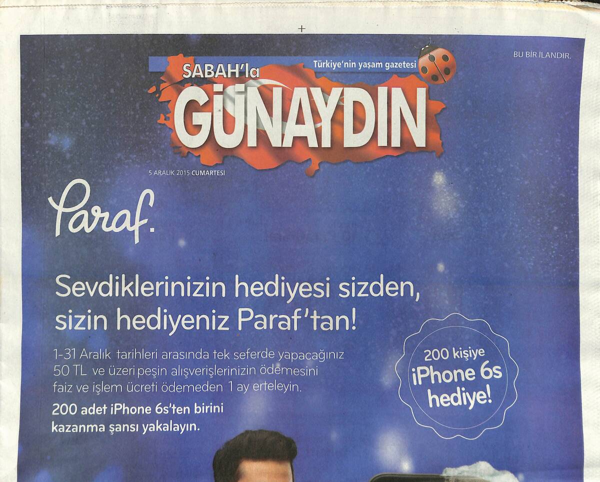 Sabah Gazetesi Günaydın Eki 5 Aralık 2015 - Gül Sunal 