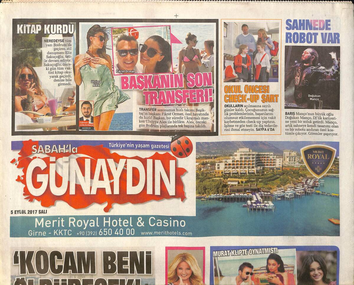 Sabah Gazetesi Günaydın Eki 5 Eylül 2017 - Merve Boluğur Sırtından Vuruldu - Sezercik'e Dava Açıldı GZ154255 - 1