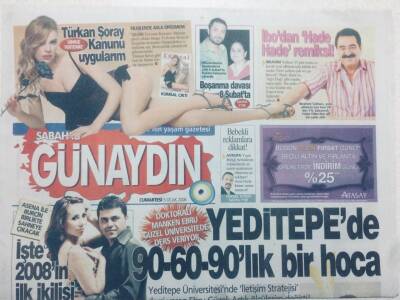 Sabah Gazetesi Günaydın Eki 5 Ocak 2008 - Simge TertemizTürkan Şoray Kanunu Uygularım GZ47649 - 1