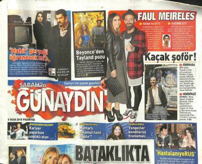 Sabah Gazetesi Günaydın Eki 5 Ocak 2015 - Serdar Ortaç Vefasız Biriyim GZ105338 - 1