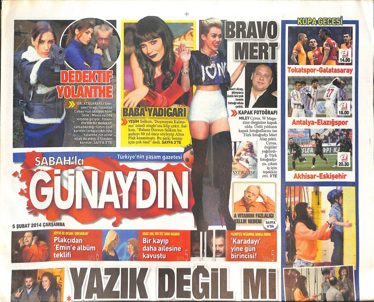 Sabah Gazetesi Günaydın Eki 5 Şubat 2014 - Beren Saat Yazık Değil Mi Bana? - Kenan Doğulu Avustralya'yı Fethetti! GZ136961 - 1