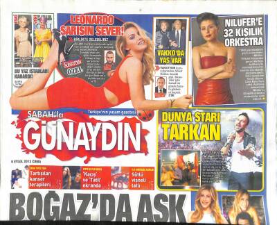 Sabah Gazetesi Günaydın Eki 6 Eylül 2013 - Dünya Starı Tarkan - Nilüferle 32 Kişilik Orkestra GZ116610 - 1