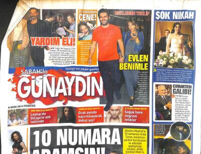 Sabah Gazetesi Günaydın Eki 6 Ocak 2014 - 10 Numara Adamsın Arda Turan GZ107041 - 1