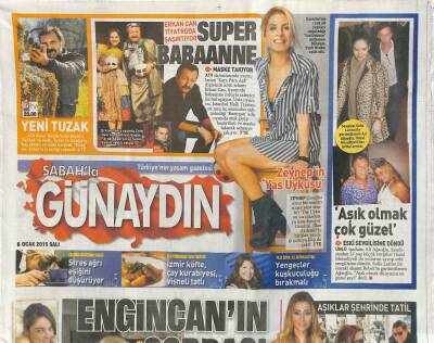 Sabah Gazetesi Günaydın Eki 6 Ocak 2015 - Sevgilisi Sofia Larina İle Görüntülenen Ali Ağaoğlu , Hazal Mesudiyeliden Ayrıldı GZ105994 - 1