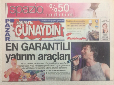 Sabah Gazetesi Günaydın Eki 8 Ağustos 2004 - Megastar Tarkan,Yılmaz Erdoğan Tiyatroyu Sevdirdi GZ24204 - 1
