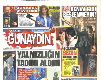 Sabah Gazetesi Günaydın Eki 8 Haziran 2013 - Cem Yılmaz İçin Sponsor Aranıyor GZ105522 - 1