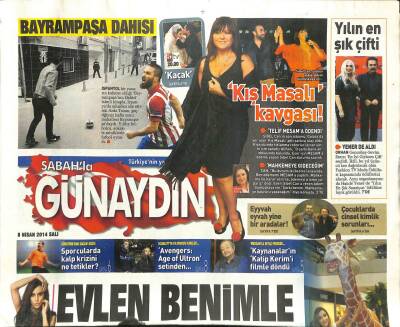 Sabah Gazetesi Günaydın Eki 8 Nisan 2014 - Sibel Can , Kış Masalı Şarkısını Aldığı Adem Gümüşkaya İle GZ100363 - 2
