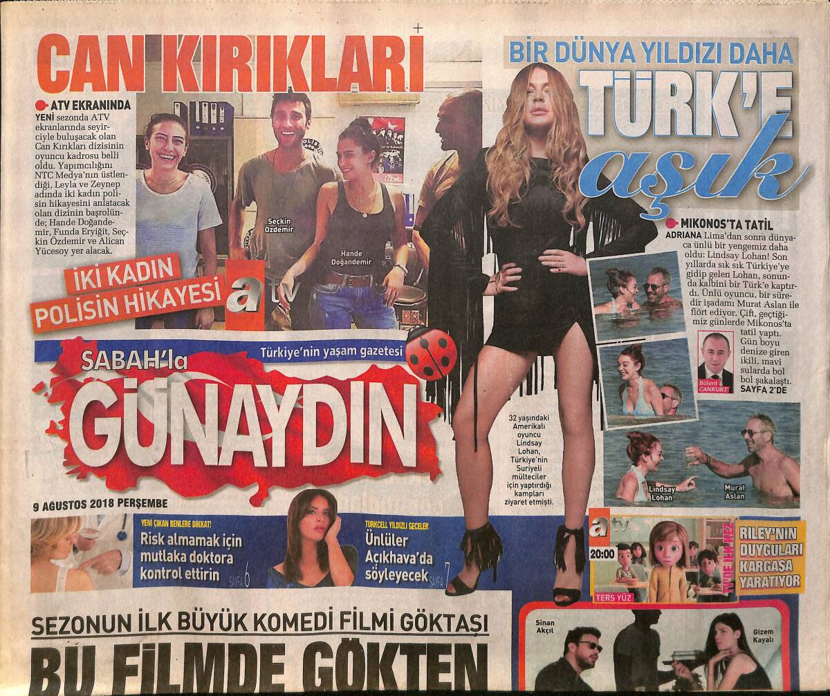 Sabah Gazetesi Günaydın Eki 9 Ağustos 2018 - Şafak Sezer'den Komedi Filmi - Harbiye'de Yıldızlı Geceler 