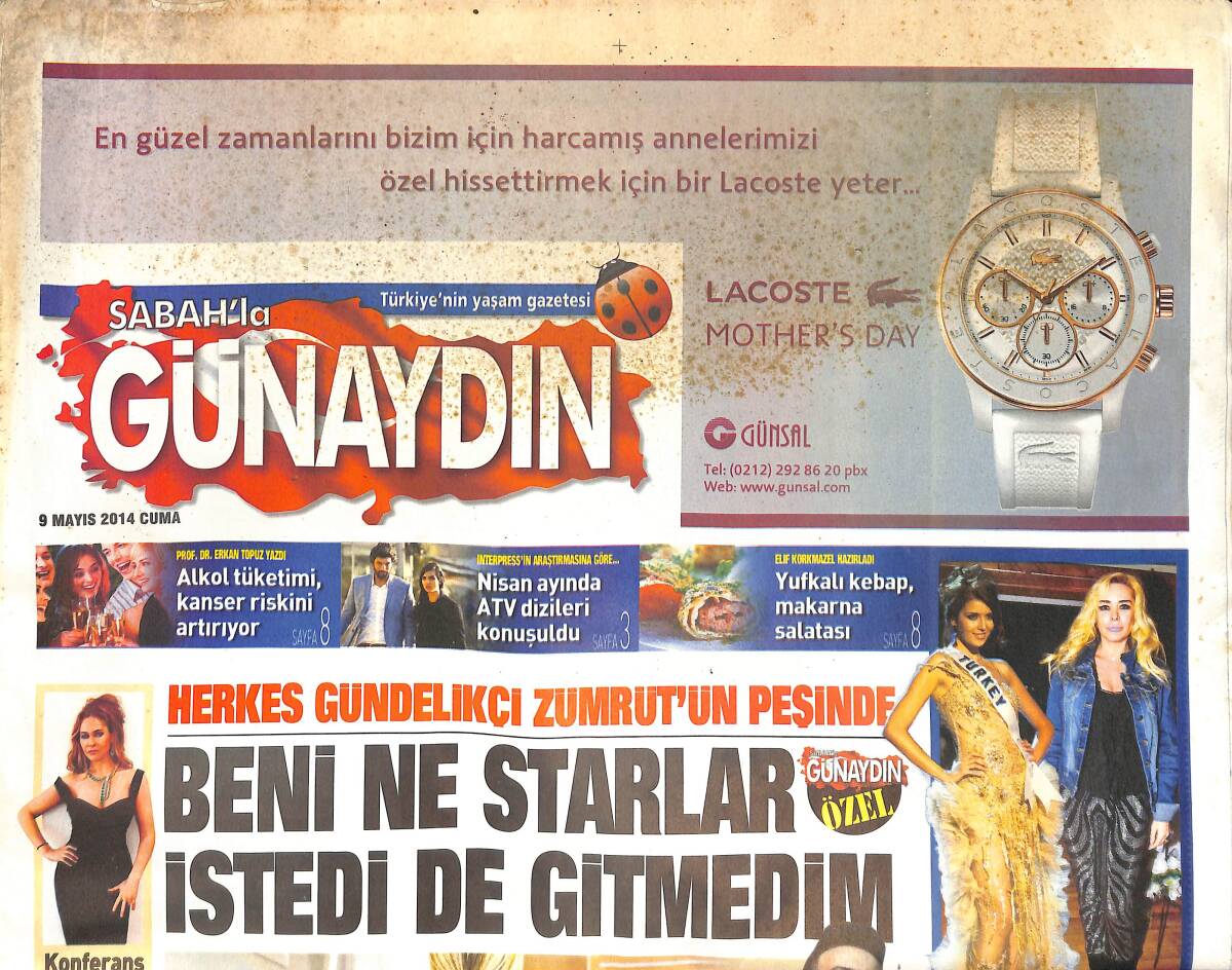 Sabah Gazetesi Günaydın Eki 9 Mayıs 2014 - Tarkan'la Çalışmaya Başlayan Gündelikçi Meşhur Oldu! - Beren Saat Kenan Doğulu Şu Hayale Bak! GZ136965 - 1
