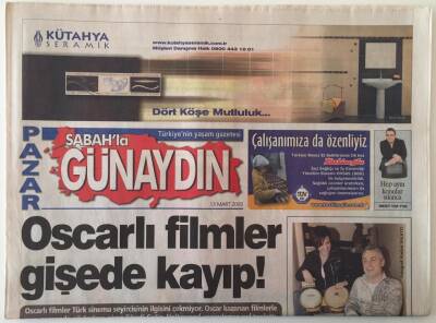 Sabah Gazetesi Günaydın Pazar Eki 13 Mart 2005 - Oscarlı Filmler Gişede Kayıp GZ20521 - 1