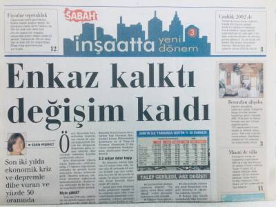 Sabah Gazetesi İnşaat Eki 24 Ekim 2000 - Enkaz Kalktı Değişim Kaldı GZ43284 - 1