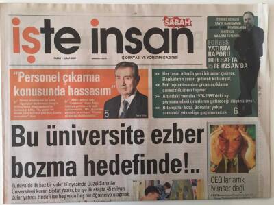 Sabah Gazetesi İşte İnsan Eki 1 Şubat 2009 - Bu Üniversite Ezber Bozma Hedefinde ! GZ26957 - 1