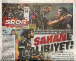 Sabah Gazetesi Karadeniz Spor Eki 10 Kasım 2013 - Beşiktaş , 3 Maç Sonra Üç Puanı Kayseri Deplasmanında Aldı GZ100535 - 2