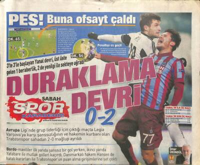 Sabah Gazetesi Karadeniz Spor Eki 12 Aralık 2014 - Orduspor Kritik Virajda GZ100315 - 2