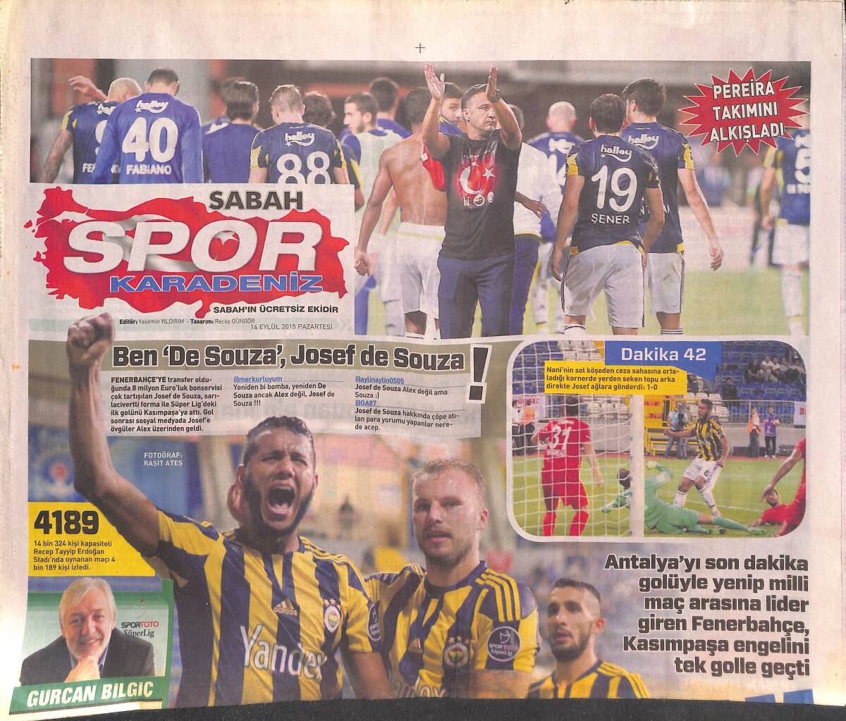 Sabah Gazetesi Karadeniz Spor Eki 14 Eylül 2015 - Ampute Milli Takımı Avrupa Şampiyonu GZ134969 - 1