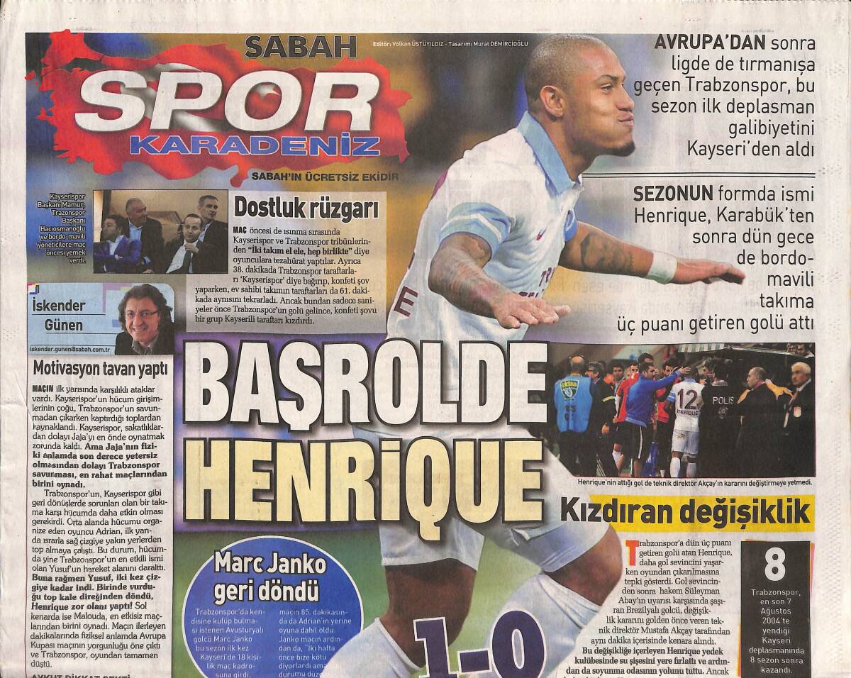 Sabah Gazetesi Karadeniz Spor Eki 24 Eylül 2013 - Kupayla Futbola Dönüş Zamanı GZ134911 - 1