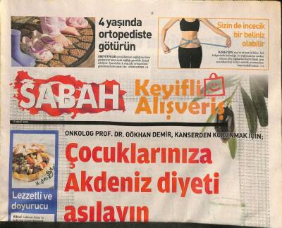 Sabah Gazetesi Keyifli Alışveriş Eki 17 Mart 2013 - Gökhan Demir , Kanserden Korunmak İçin - 1