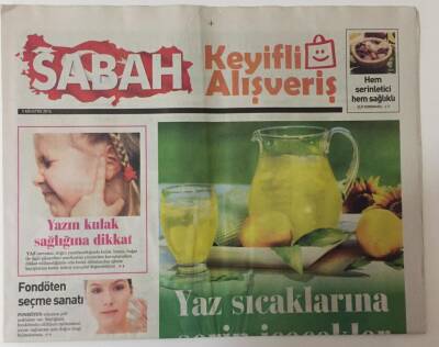 Sabah Gazetesi Keyifli Alışveriş Eki 3 Ağustos 2014 - Yaz Sıcaklarına Serin İçecekler , Yazın Kulak Sağlığına Dikkat GZ20158 - 1