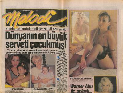 Sabah Gazetesi Melodi Eki 1 Eylül 1989 - Ahu Tuğba,Fotoğrafla Gelen Servet GZ78256 - 1