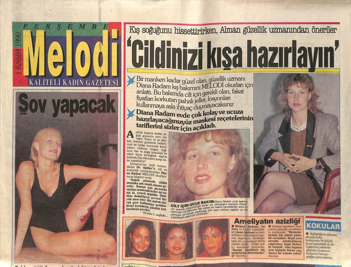 Sabah Gazetesi Melodi Eki 1 Kasım 1990 - Ferhan Şensoy'la Muhabbet - Ameliyatın Azizliği * Michael Jackson GZ138181 - 1