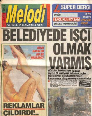 Sabah Gazetesi Melodi Eki 10 Mart 1992 - Reklamlar Çıldırdı GZ63066 - 1