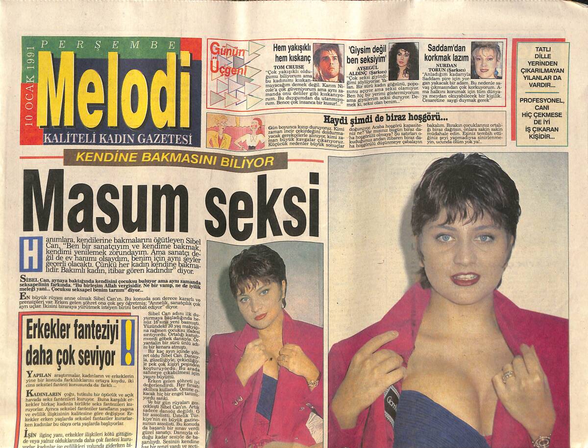 Sabah Gazetesi Melodi Eki 10 Ocak 1991 - Sibel Can '' Ben Bir Sanatçıyım Ve Kendime Bakmak , Kendimi Yenilemek Zorundayım '' GZ138116 - 1