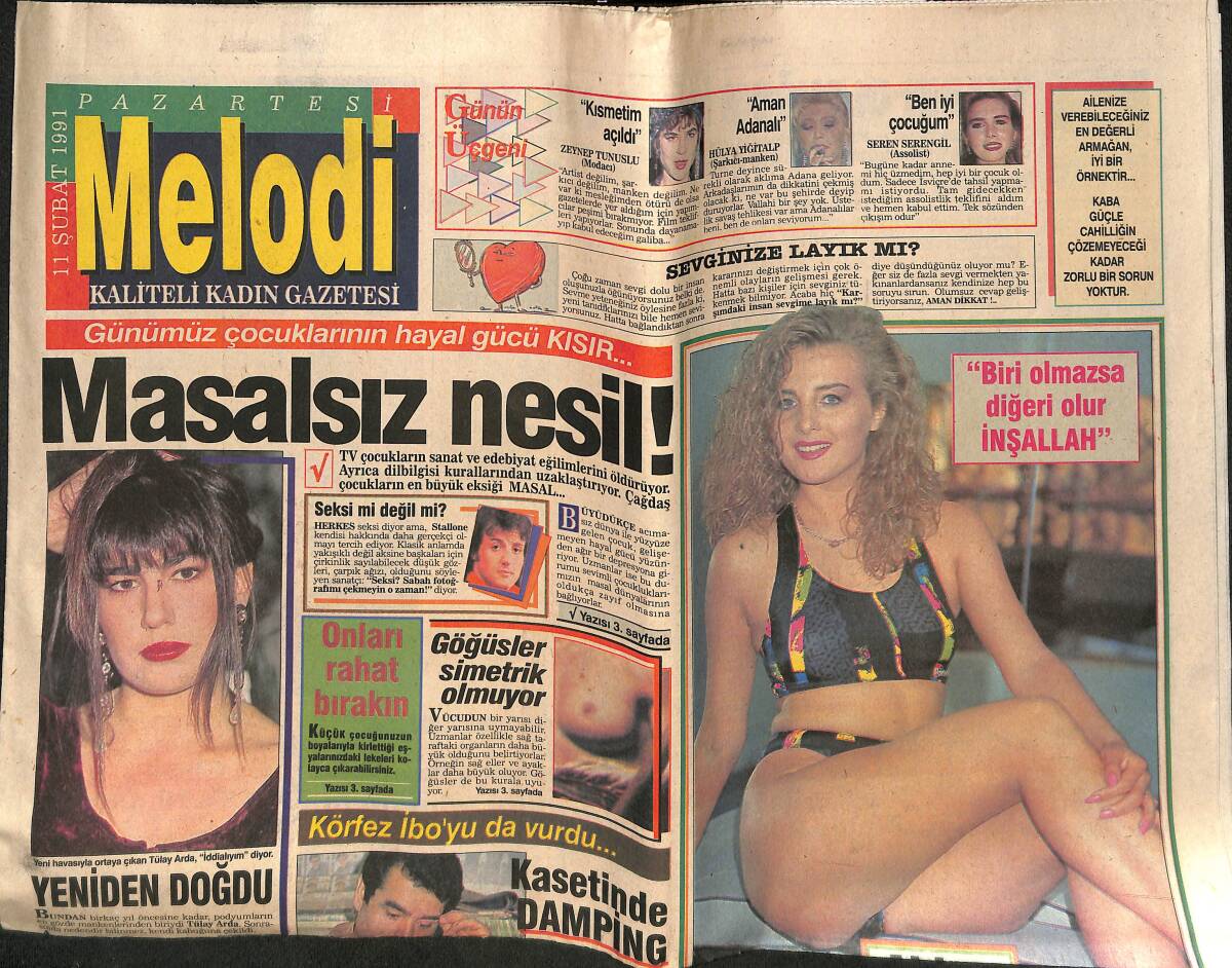 Sabah Gazetesi Melodi Eki 11 Şubat 1991 - İbrahim Tatlıses'in Kasetinde Damping - Aydan'ın Rekoru GZ138208 - 1