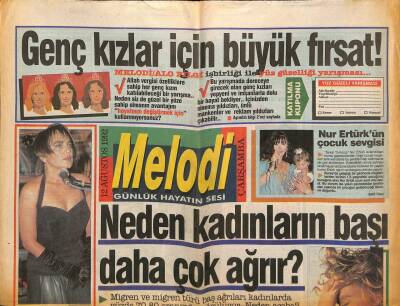 Sabah Gazetesi Melodi Eki 12 Ağustos 1992 - Herkes Sezen Aksuyu Bekliyor ! - Nur Ertürkün Çocuk Sevgisi GZ93828 - 1