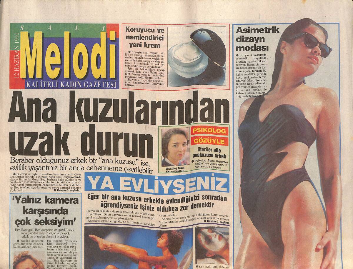 Sabah Gazetesi Melodi Eki 12 Haziran 1990 - Ve Zerrin Özer'i Kötü Günler Bekliyor - Hülya Avşar Zeynep Öğretmen Fotoroman GZ146550 - 1