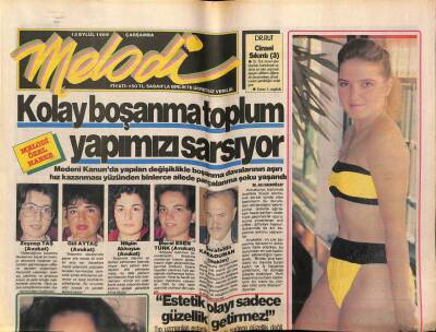 Sabah Gazetesi Melodi Eki 13 Eylül 1989 - Hülya Süer,Assolist Türkücü GZ78252 - 1