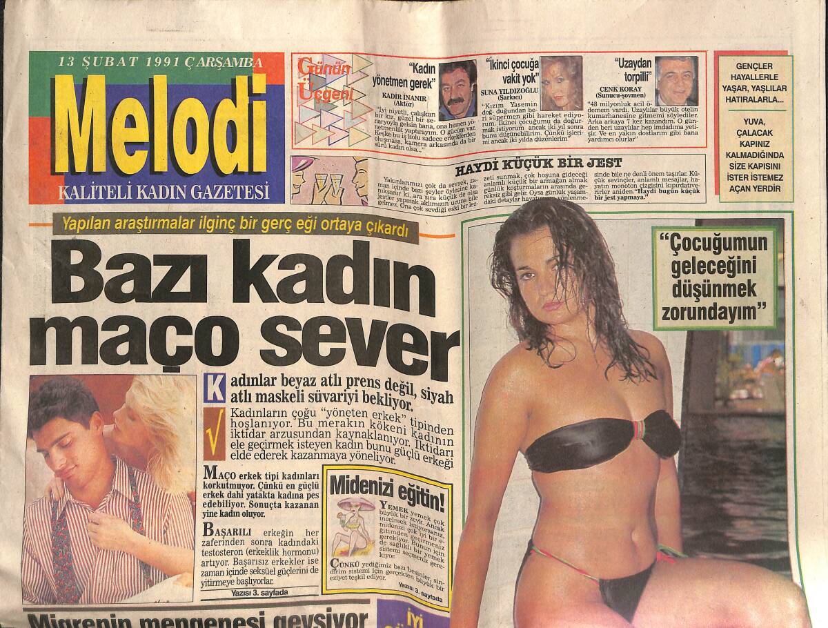 Sabah Gazetesi Melodi Eki 13 Şubat 1991 - Kadir İnanır 