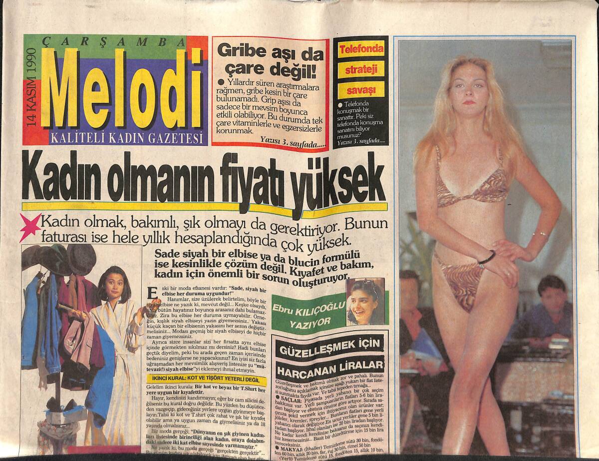 Sabah Gazetesi Melodi Eki 14 Kasım 1990 - Alf Dertten Kurtulmuyor - Perihan Savaş'la Sinema Sohbeti GZ138187 - 1
