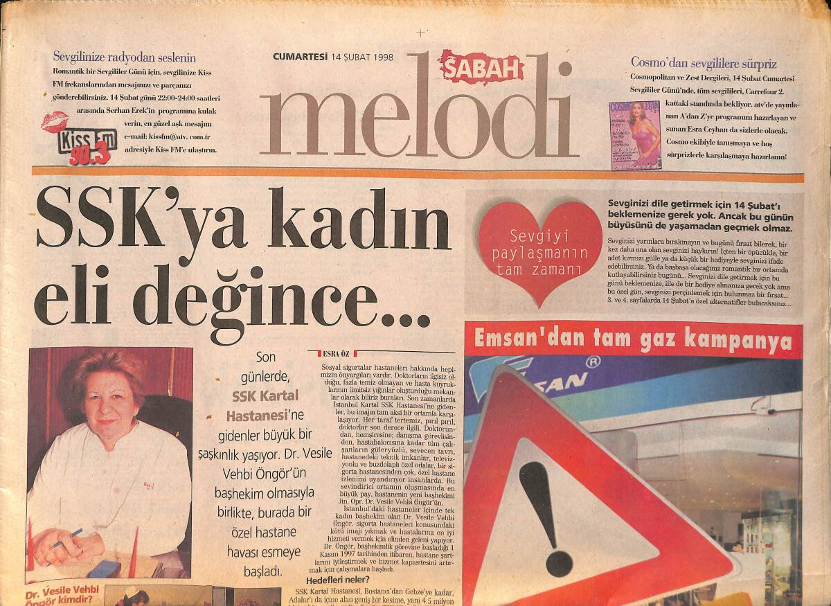 Sabah Gazetesi Melodi Eki 14 Şubat 1998 - SSK'ya Kadın Eli Değince... GZ155493 - 1