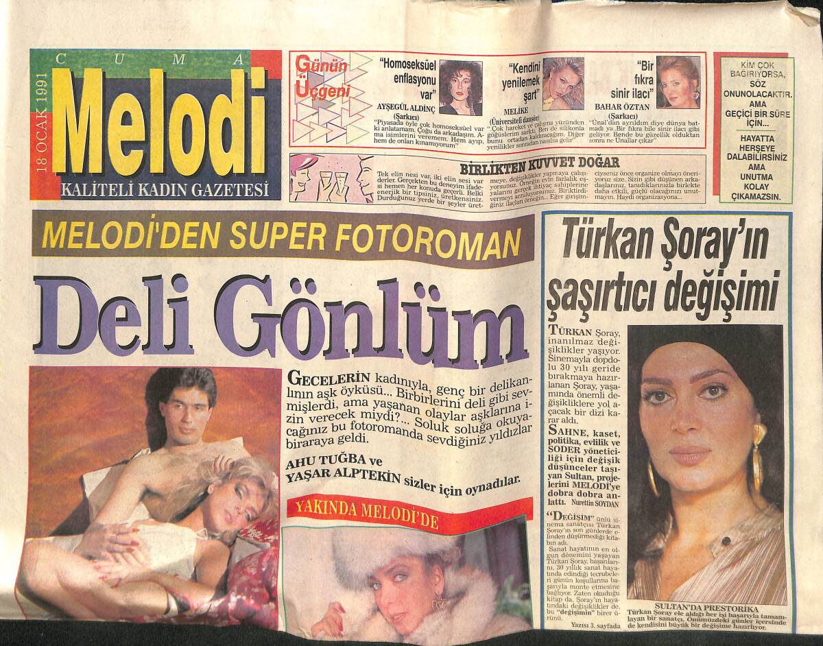 Sabah Gazetesi Melodi Eki 18 Ocak 1991 - Türkan Şoray'ın Şaşırtıcı Değişimi - Müthiş Cindy GZ138104 - 1