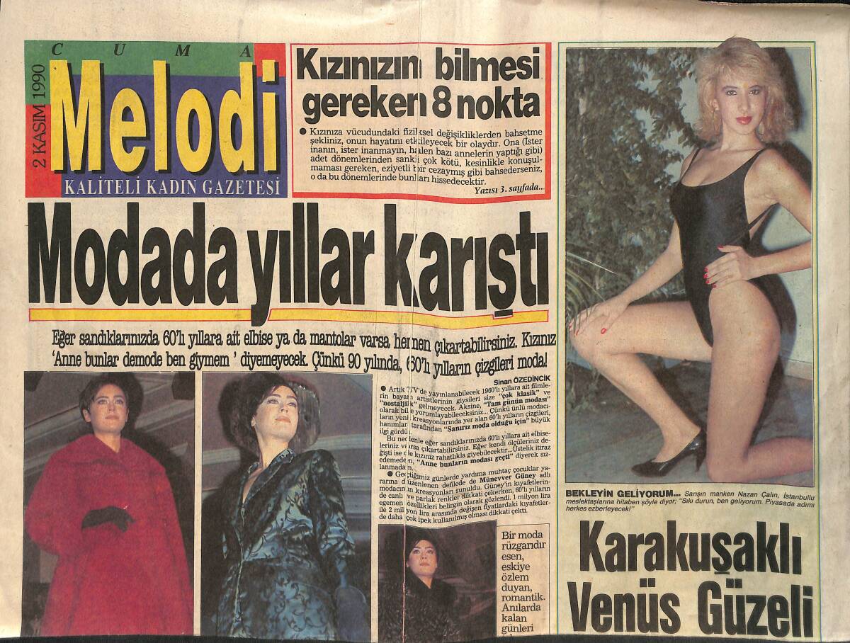 Sabah Gazetesi Melodi Eki 2 Kasım 1990 - Tanju-Hülya Avşar Aşkı TV'de - PEPSİ'nin Kızları GZ138184 - 1