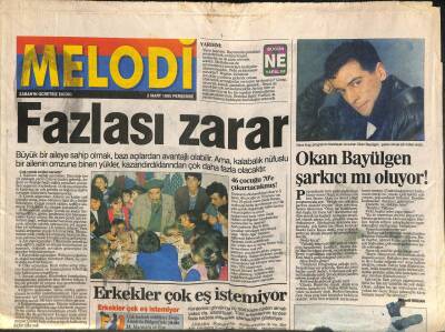 Sabah Gazetesi Melodi Eki 2 Mart 1995 - Okan Bayülgen Şarkıcı Mı Oluyor ! GZ102708 - 1