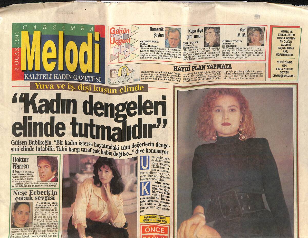 Sabah Gazetesi Melodi Eki 2 Ocak 1991 - Kültürlü Güzel Gökşen Ulutaş GZ138171 - 1