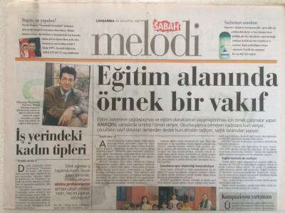 Sabah Gazetesi Melodi Eki - 20 Ağustos 1997 - Eğitim Alanında Örnek Bir Vakıf GZ35104 - 1
